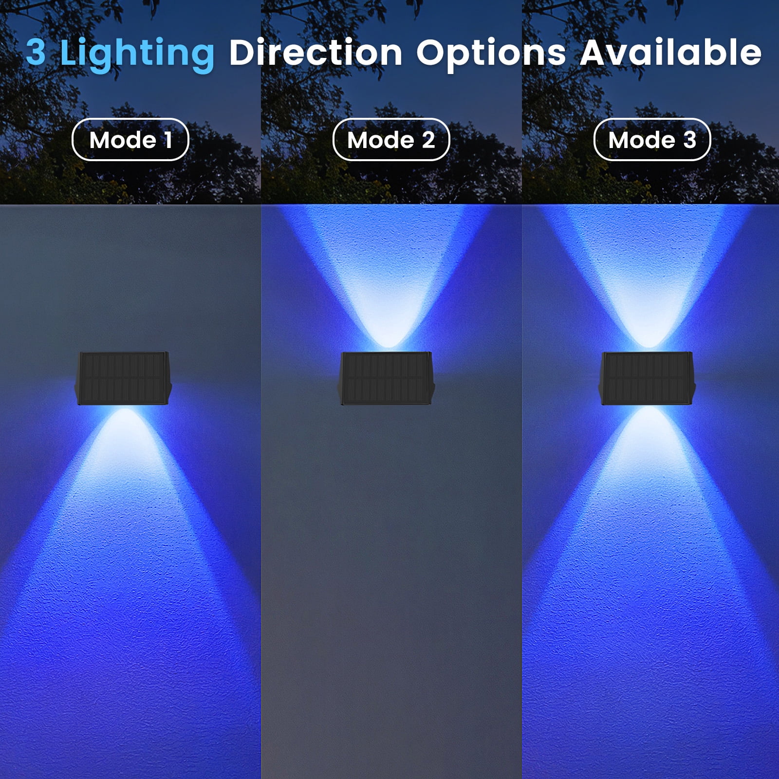 Hoyiours 6-Pack Solar Fence Lights Outdoor Waterproof, 15 Modes Color Changing Solar Wall Lights for Garden Patio Deck, RGB & Warm White