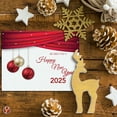 thumbnail image 3 of 2025 Happy New Year Cards & Envelopes | Elegant Christmas, Holidays, Xmas, New Year's Eve Red Thank You Invitation Greeting Card Set – 25 Half Fold Cards & A6 Envelopes | 4.5 x 6 inches (A6 Size), 3 of 6