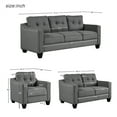 thumbnail image 7 of JINS&VICO 3 Piece Elegant Design Sectional Sofa Set Living Room Furniture Set with Tufted Cushions, Rivet Decor On Arm, Include Armchair Loveseat Couch, Easy Assembly, Gray, 7 of 7