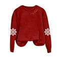 thumbnail image 5 of larppty Christmas Sweatshirt Women Christmas Xmas Snowflake Print Sweater Long Sleeve Shirts Holiday Pullover Tops （Red, XL）, 5 of 5
