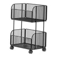 thumbnail image 1 of Carrito para carpetas con ruedas, almacenamiento debajo del escritorio, estantería portátil reutilizable para dormitorio Negro de dos capas, 1 of 9