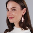 thumbnail image 2 of Humble Chic Floating Feathers Dangle Earrings - Rose Gold Long Hanging Leaf Drops, 2 of 9