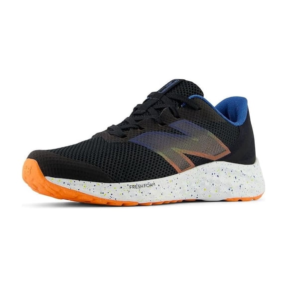 New Balance KIds Arishi Fresh Foam v4 Sneaker, BLACK/BLUE AGATE/BLAZE ORANGE, 3.5 XW Big Kid 8-12 Years