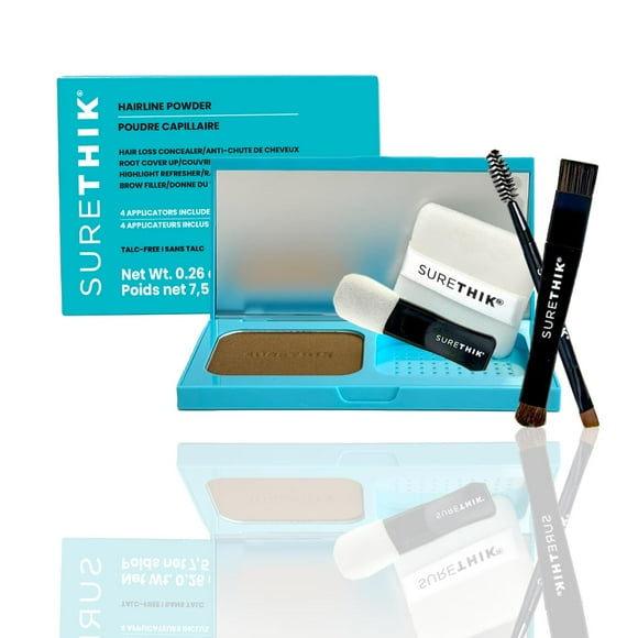 SURETHIK 4-in-1 Premium Hairline Powder Kit - Conceal Thinning Hair, Root Touch-Up, Highlight Refresher & Eyebrow Enhancer for Men and Women (Dark Blonde)