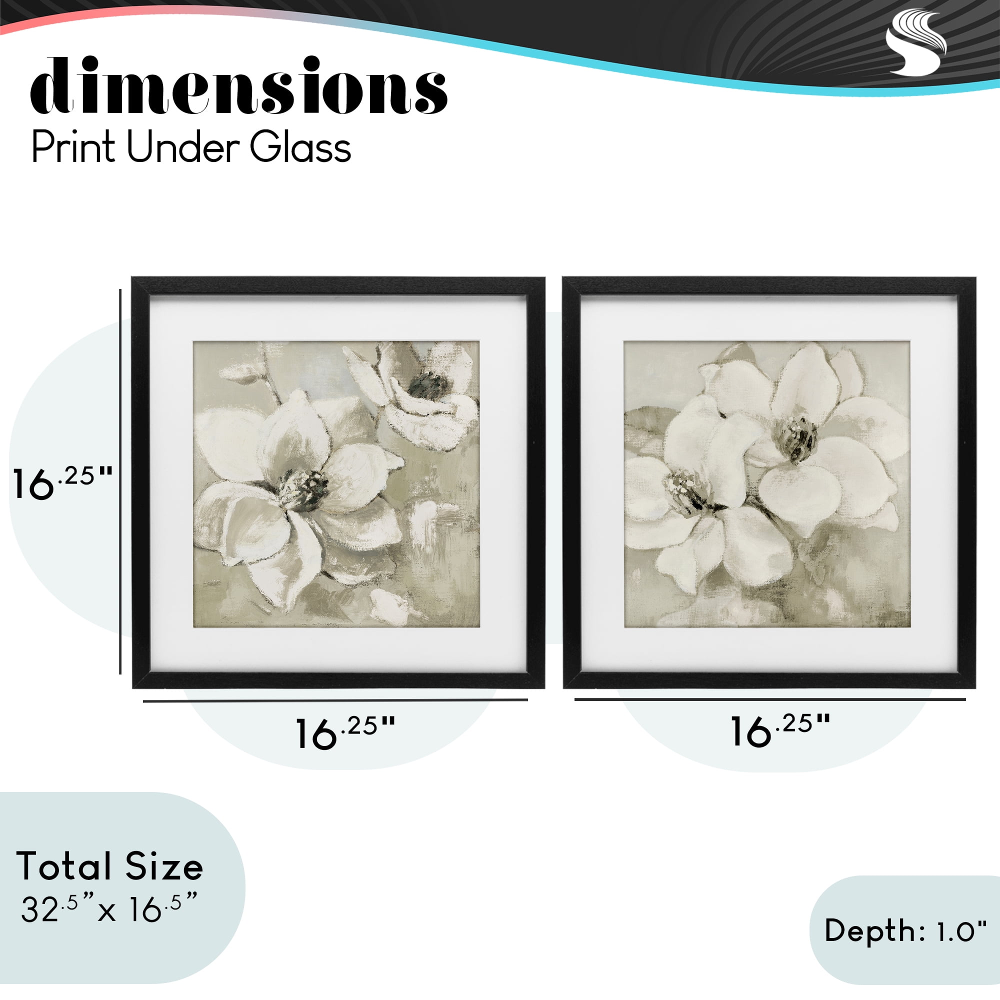 Stupell Industries Beige Magnolias after Rain 2 Piece Black Framed Print Under Glass Set, design by Lanie Loreth