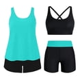 thumbnail image 4 of LWITHSZG 3 Piece Swimsuits for Women Tankini Bathing Suits Open Back Swim Top with Striped Bra and Boy Shorts Beach Vacation Outfits, 4 of 8