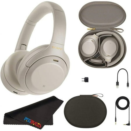 Sony WH-1000XM4 Wireless Noise-Canceling Over-Ear Headphones (Silver) +pixicloth