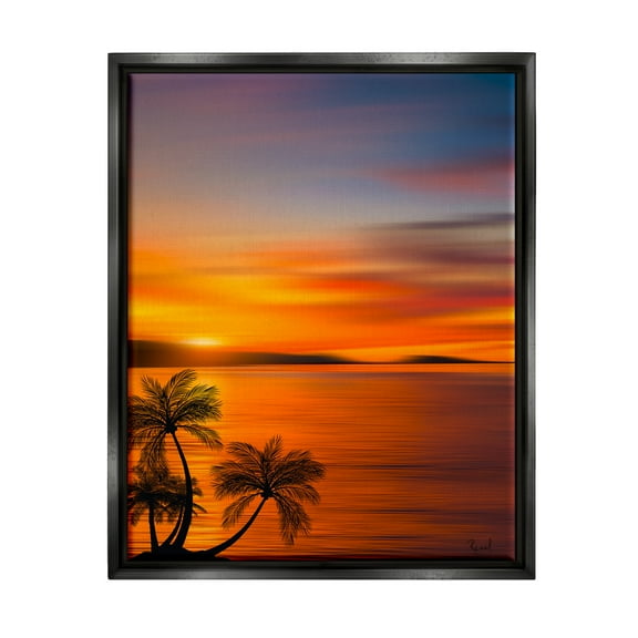 Stupell Industries Pleasant View Sunset Landscape Painting Black Floater Framed Canvas Art Print Wall Art, 17 x 21