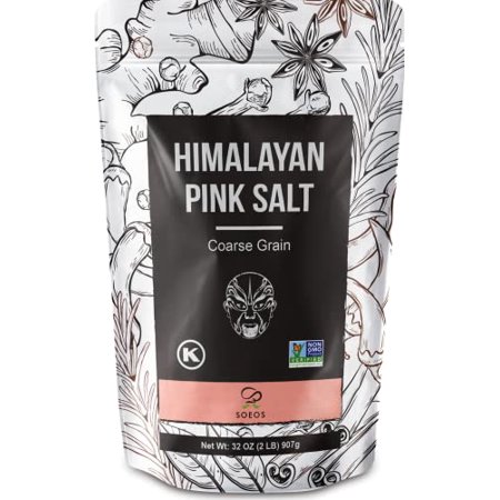 Soeos Himalayan Pink Salt Coarse Grain  32oz (907g)  Non-GMO Himalayan Salt  Natural Pink Salt  Kosher Pink Sea Salt  Nutrient and Mineral Dense for Health  2 Pound (Pack of 1)