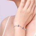 thumbnail image 2 of Pulseras de mariposa moradas de plata de ley S925 para mujeres, pulseras lindas y con dijes, regalo de joyería de aniversario para mujeres y niñas, 2 of 5