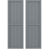 Ekena Millwork 17 1/2"W x 41"H Americraft Five Board Exterior Real Wood Two Equal Panel Framed Board-n-Batten Shutters (Per Pair), Ocean Swell
