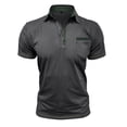 thumbnail image 3 of Men Polo Shirts Short Sleeve Quarter Button Up Tees Shirts Lightweight Grey Summer Shirts for Men, 3 of 4