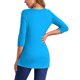 thumbnail image 3 of INSPIRAR CHIC Blusas de Mujer Cuello Redondo de Manga 3/4 con Botones Decorativos y Dobladillo Irregular Estilo Casual XS Azul, 3 of 5