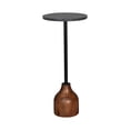 thumbnail image 3 of Laddha Home Designs Handcrafted Round Marble Top End Table - 22" - Black and Brown, 3 of 6