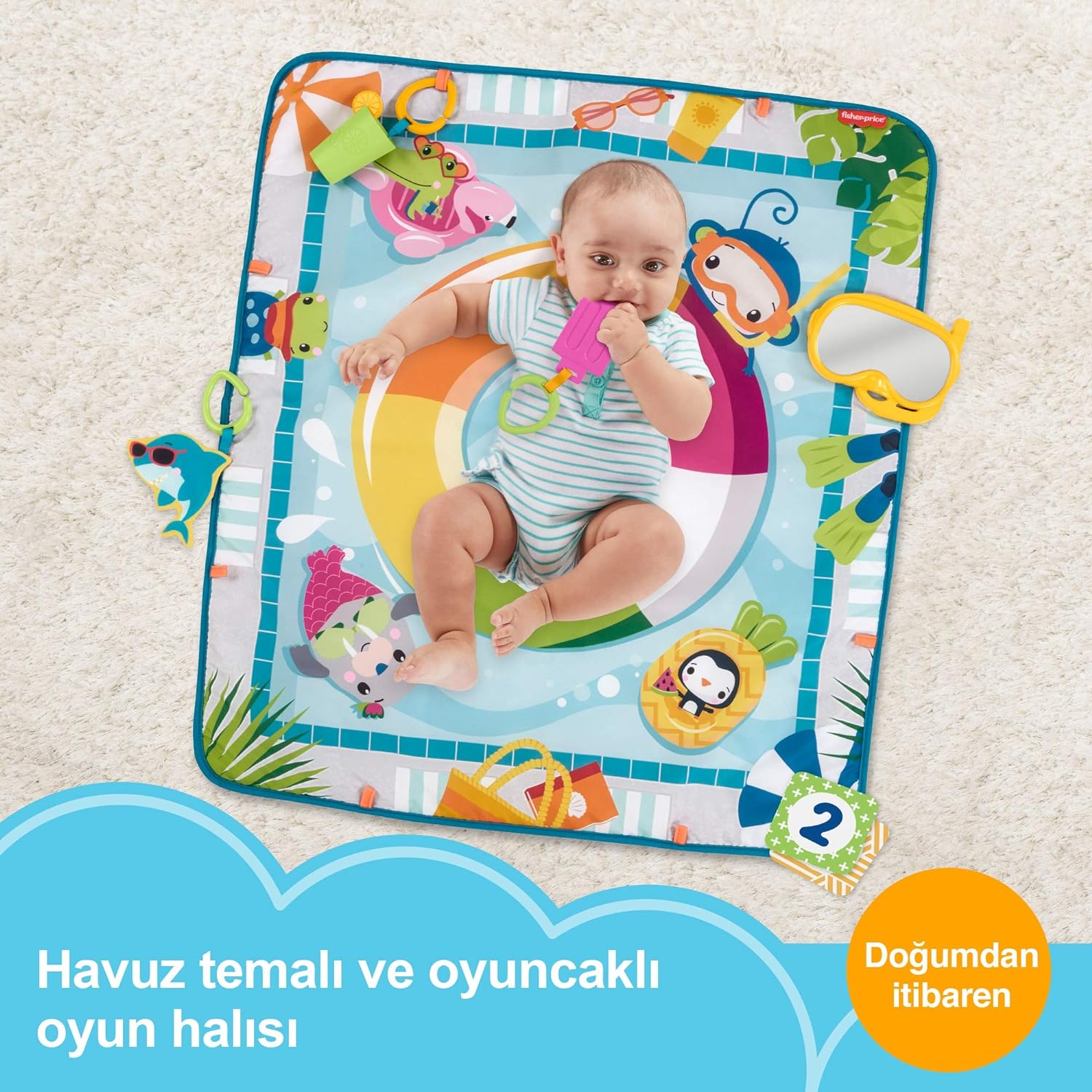 Fisher-Price Dive Right in Activity Mat, Baby Playmat with Toys - image 4 of 9