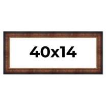 40x14 Frame Brown Walnut Gold Ornate Trim Solid Wood Plein Air Picture Frame | 3 Inch Moulding
