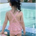 thumbnail image 6 of LYMAYTER Baby Girl One Piece Swimsuit Crossback Backless Bathing Suit Ruffled Sleeveless Swimwear 6M-8Y, 6 of 7