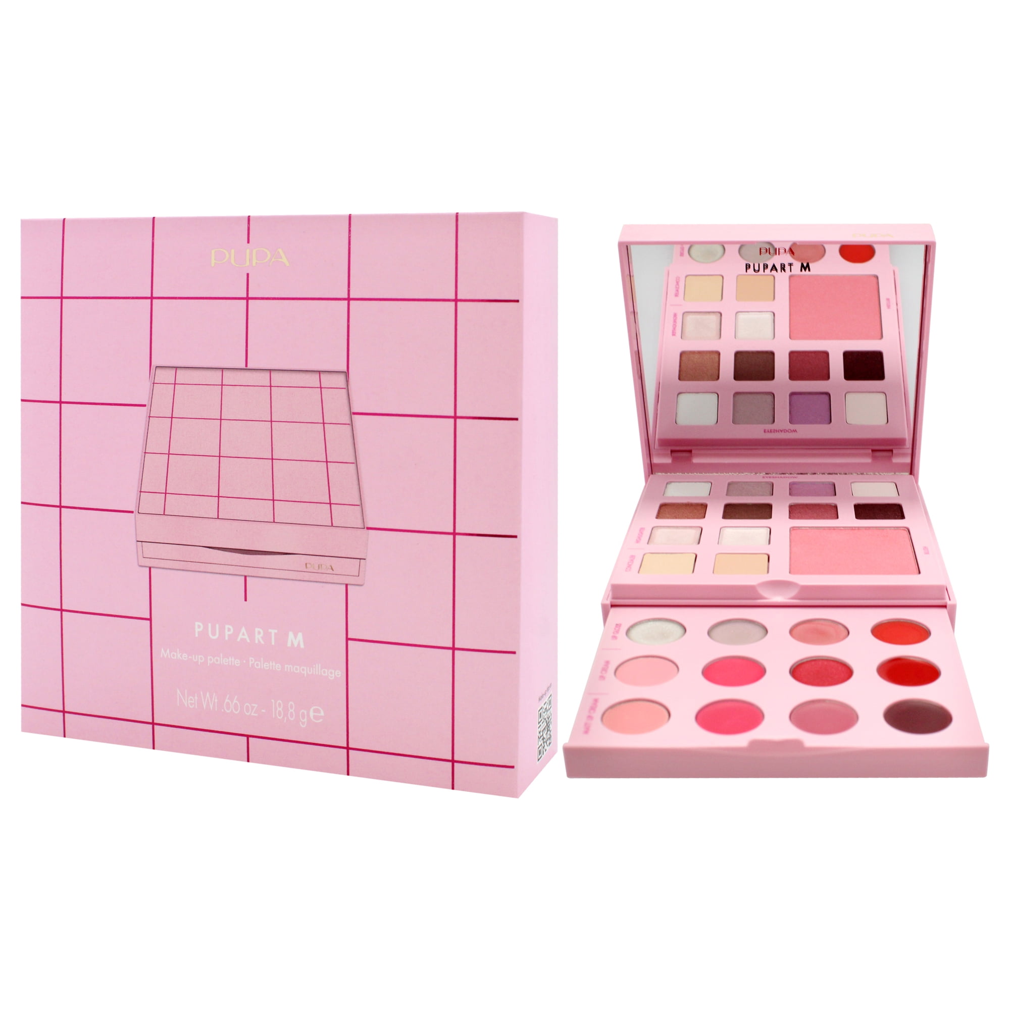 Pupa Milano Pupart M Make-Up Palette, Girls Makeup Kit, 002 Pink, 0.4 oz