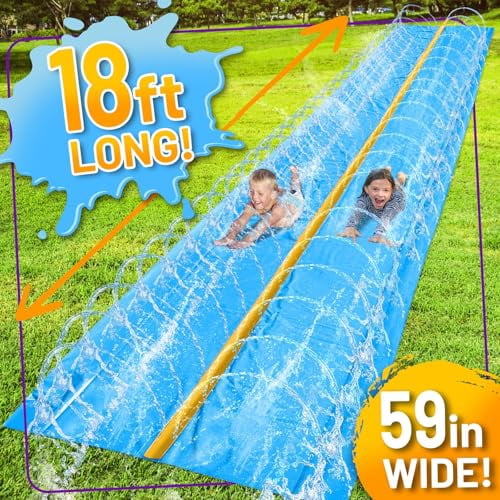 18 x 5 ft - Slip and Slide, Water Slides for Kids - Backyard waterslide for Kids, Outdoor Fun Summer Water Toys, Water Activities for Kid and Adults for Backyard Fun, Ages 4-8, 5, 6, 7, 8-12 +