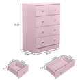 thumbnail image 4 of Modern Pink Drawer Cabinet with Matte Gold Handles, 5-Drawer Storage Organizer, Textured Linen-Laminate Flakeboard Cabinet for Home Office Bedroom Entryway, 4 of 9