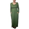 thumbnail image 3 of Rejlun Ladies Maxi Dresses Crew Neck Dress Solid Color Swing Sexy Holiday Grass Green S, 3 of 6