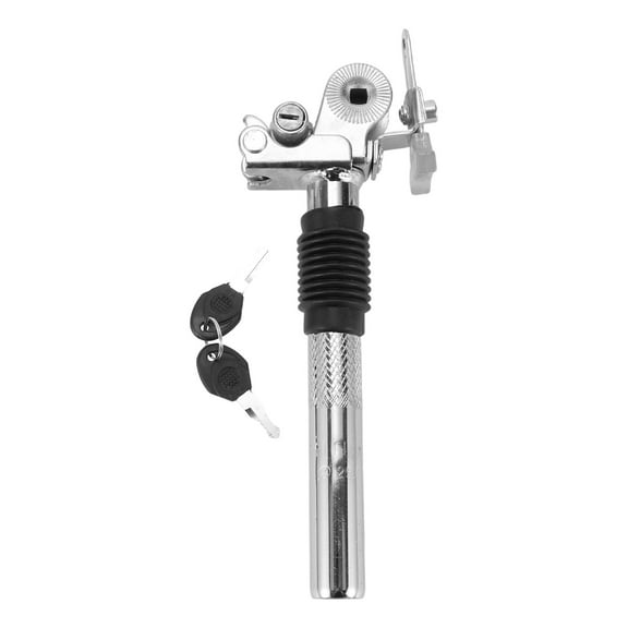 Unique Bargains Bike Seat Posts Electric Bicycles Vehicle Battery Anti-Theft Locking Foldable Silver Tone with Key and Protective Cover 1 Set 25.4x200mm Steel