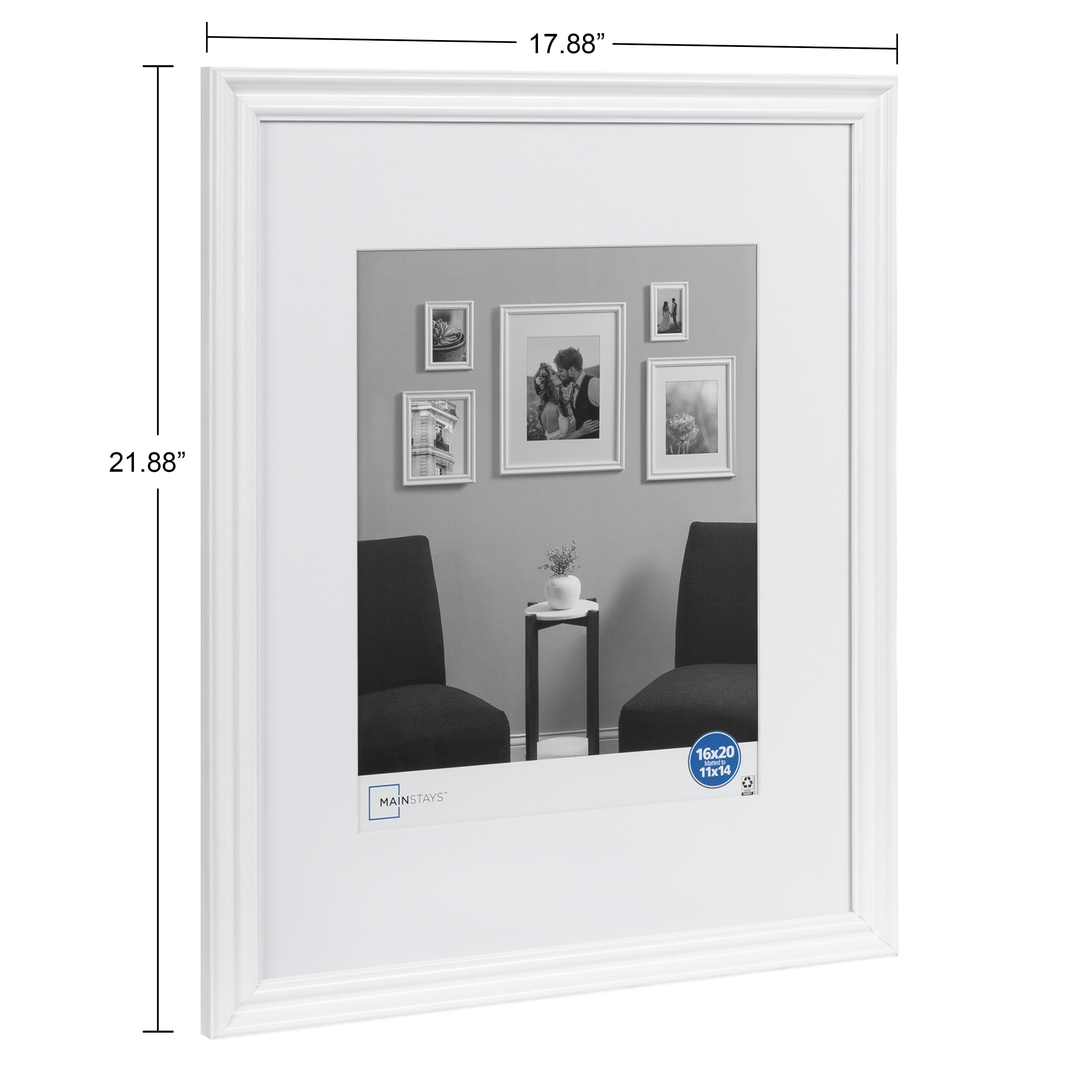 Maintsays 16x20 Matted to 11x14 Traditional Gallery Wall Picture Frame, Black