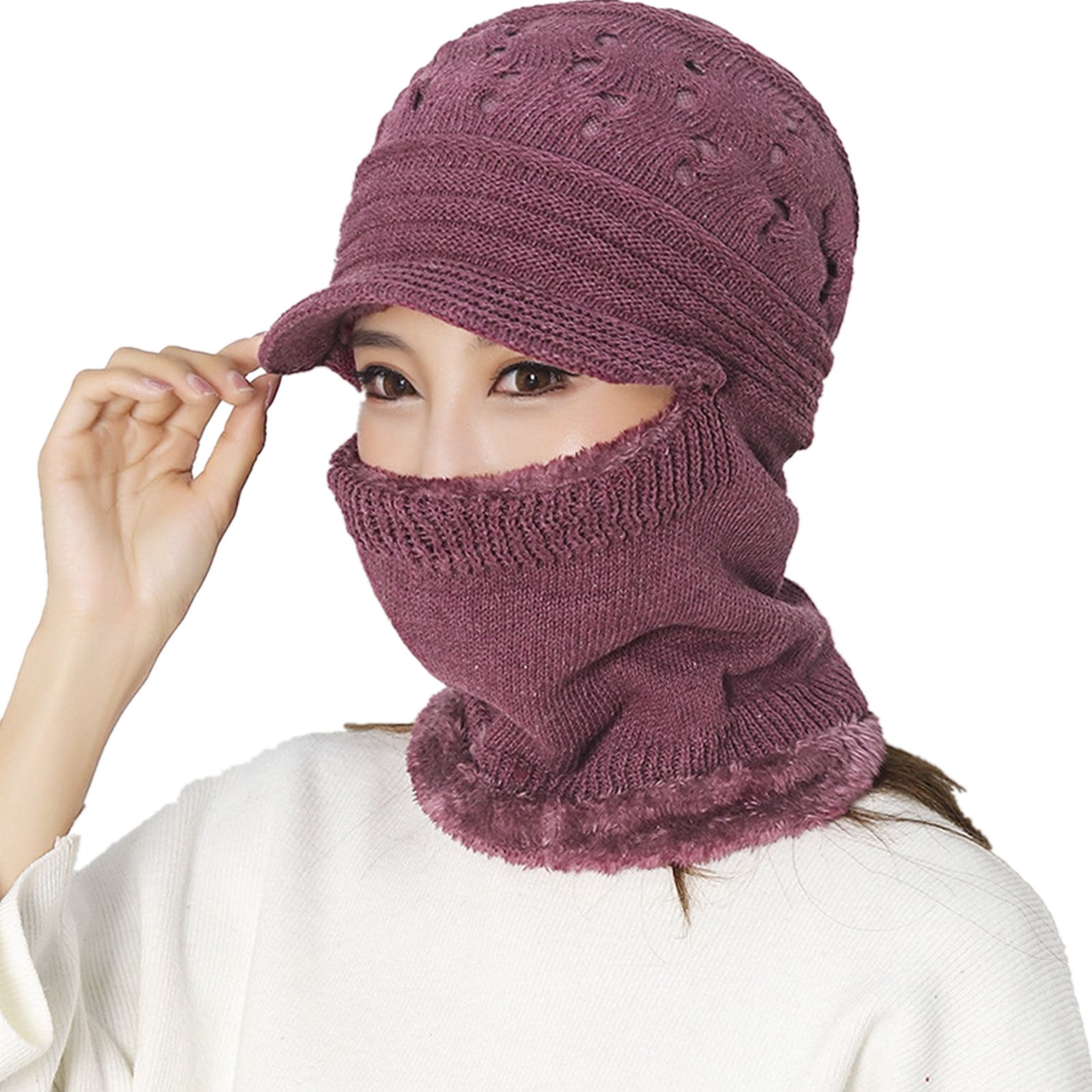 Women's Felt scarf Felt Hat Beanie Warm wool hat Wool scarf Purple Hat and scarf