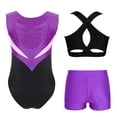 thumbnail image 4 of Hansber Girls Kids Gymnastics Outfits Sleeveless Crop Top Ballet Leotard with Shorts Set for Dance Class Purple 8, 4 of 6