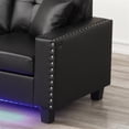 thumbnail image 3 of Sorenza 74" Black PVC Fabric Rev.Sect Chaise w/LED+USB Port+Pillows+Tufted Cush., 3 of 5