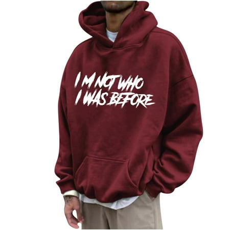 

Amtdh Sweatshirts for Men Clearance not who i was before Long Sleeve Hooded Trendy Pullover Men s Drop Shoulder Streetwear Hoodies Casual Soft Lightweight Blouses Mens Trendy Tops Red XXXL