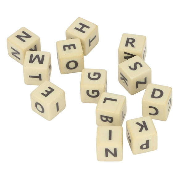 Crossword Game, Plastic Crossword Scrabble Game 12 English Letter Dices Crossword Game with Storage Box for Spelling Practice, Word Recognition, and Other Language Skills