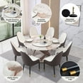 thumbnail image 2 of Leavader 59" Round Kitchen Dining Table, Sintered Stone Dining Room Table Set with Carbon Steel Base with a Double-layered Top, 8 Chairs Included, 2 of 9