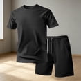 thumbnail image 7 of Zimjoy Men's 2 Pieces Athletic Set Breathable Mesh Short Sleeve T-Shirt & Shorts Lightweight Workout Gym Clothes for Running Black L, 7 of 7