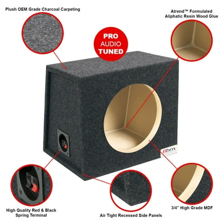 Atrend - 10" Single Subwoofer Enclosure for Most Hatchbacks - Charcoal