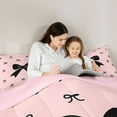 thumbnail image 5 of Homewish Ribbon Bow Tie 7-Piece Twin Bedding Sets,Girls Kawaii Bowknot Bedding Comforter Set,Pink Black Sheet Sets For Kids,Breathable Home Decor Reversible, 5 of 9
