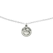 Primal Silver Sterling Silver Antiqued First Holy Communion Medal with 18-inch Cable Chain