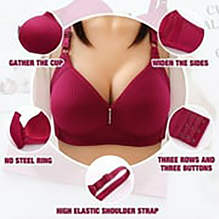 MRULIC lingerie for women Women's No Steel Ring Breathable Mesh Bra Large  Size Big Breast Comfort Underwear Women's Thin Push Up Bra Black + S