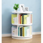 2 Tier 360° Rotating Stackable Shelves Bookshelf Organizer (White)