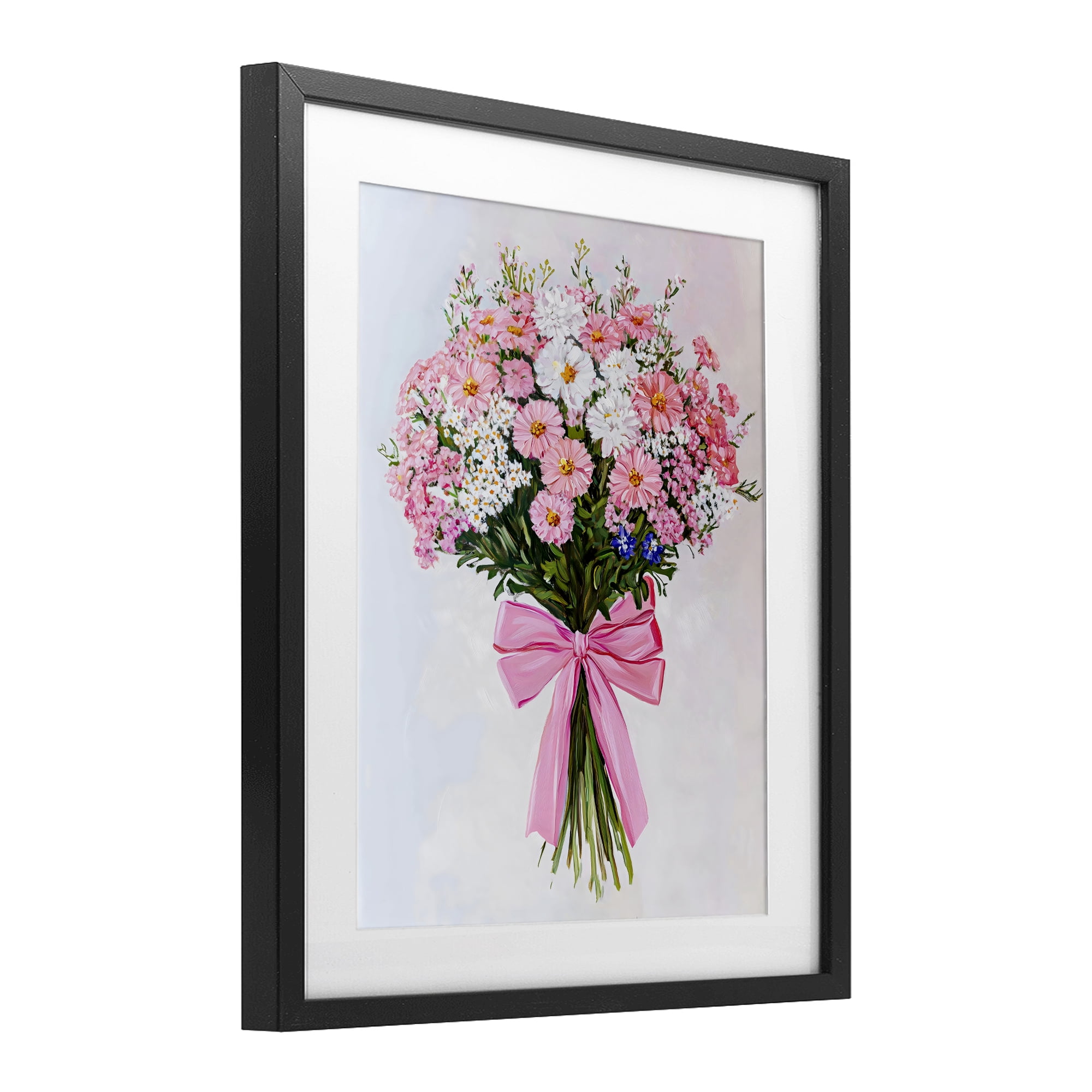 Stupell Industries Pink & White Tied Flower Bouquet Black Framed Print Under Glass, design by The Prints Vibe