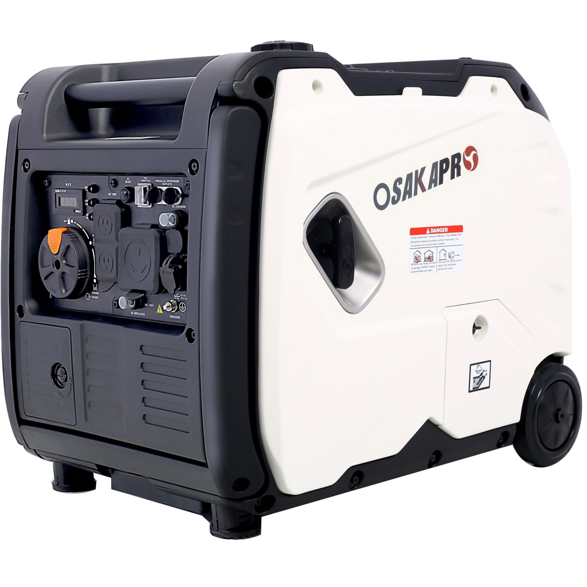 CASEMIOL Portable Inverter Generator, 4500W Electric Start Inverter Generator with Wheel, Quiet Generator with Foldable Handle, 212cc, 4 stroke, CARB, EPA compliant, CO Sensor