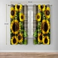 thumbnail image 2 of Sunflower Floral Blackout Curtains Spring Flower on Rustic Wood Country Wooden Decor for Home Bedroom Living Room Darkening Grommet Window Drapes 2 Panel Set, 52"x63", 2 of 6