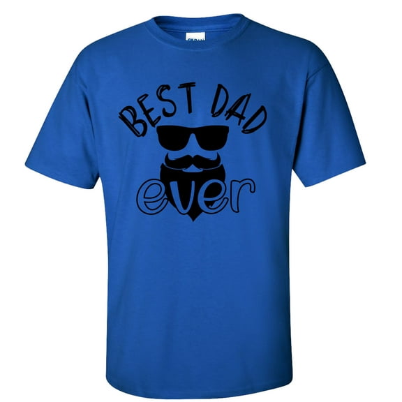 Men's Father's Day Best Dad Ever Bearded Dad with Sunglasses Funny Short Sleeve Graphic T-shirt-Royal-xl