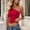 Red, variant on Women's One Shoulder Tank Tops Double Lined Sleeveless Slim Fit Cropped Tee Shirt Y2k Tops