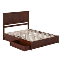 Felicity Queen Wood Platform Bed with Panel Footboard & Drawers in Walnut
