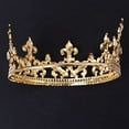 thumbnail image 3 of Gold Crown for Men Adjustable Imperial Medieval Birthday Crown Prom, 3 of 6
