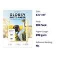 thumbnail image 2 of Papel fotográfico Goefun Glossy 8.5 x 11 200 gsm/54 libras para impresora de inyección de tinta, 2 of 7