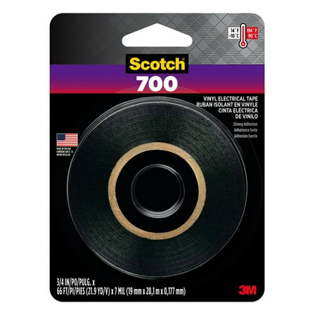 Scotch 700 Electrical Tape, 3/4 in x 66 ft, 1 Roll/Pack