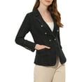 thumbnail image 4 of INSPIRE CHIC Women's Jean Blazer Lapel Notch Collar Long Sleeve Denim Jackets M Black, 4 of 6