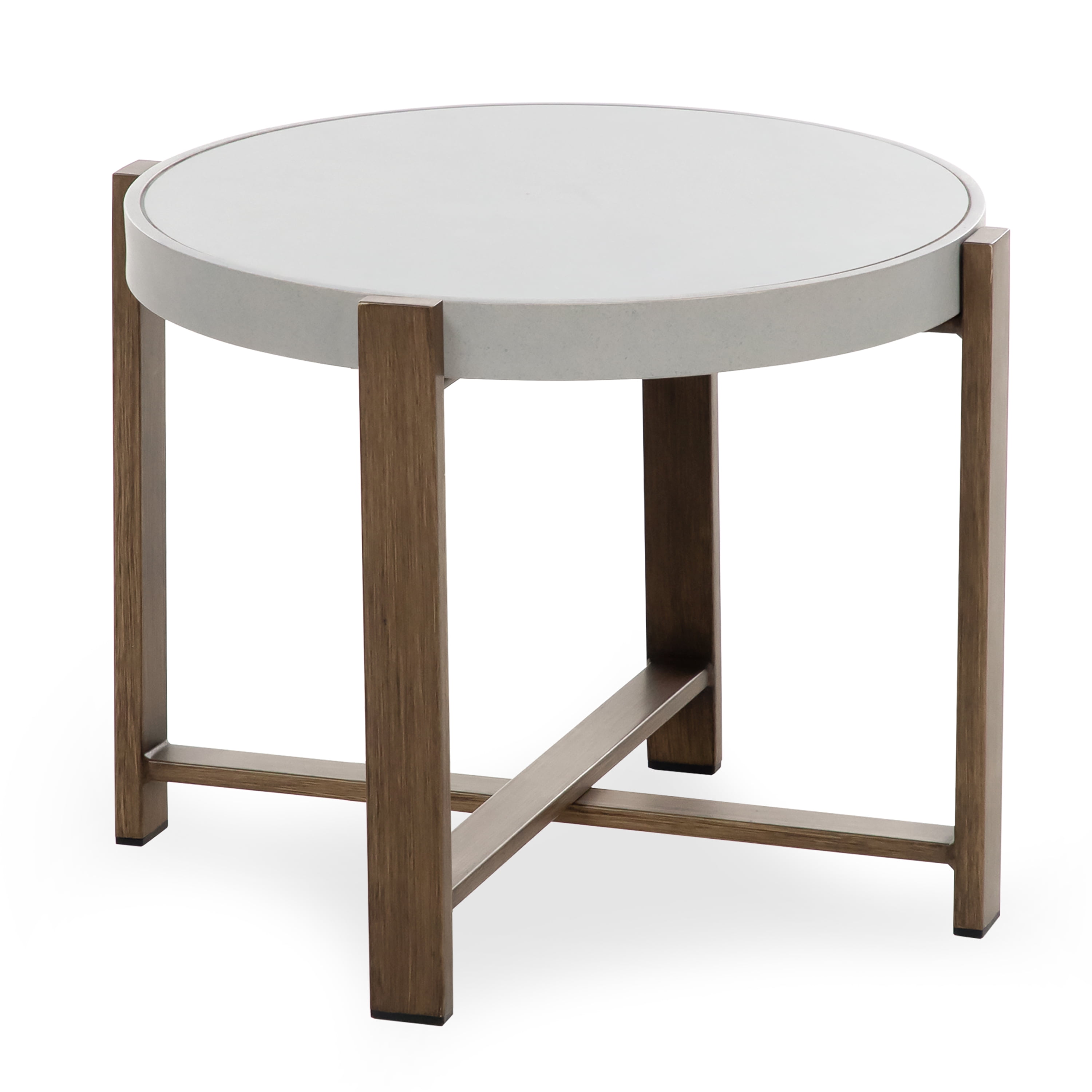 Furniture of America Drom 3-Piece Aluminum Patio Table and Chair Set, Natural and Beige